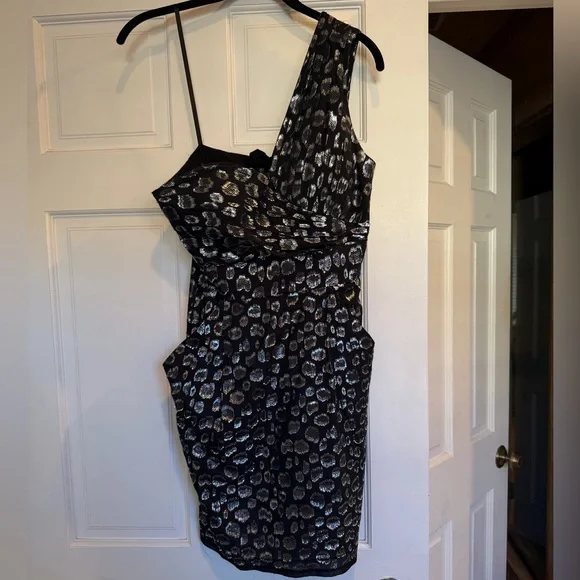 BCBGeneration Black and Silver One-Shoulder Dress - Picture 2 of 6